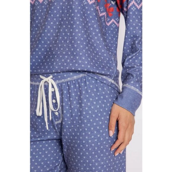 💕PJ SALVAGE💕 Cozy Vibes Fair Isle Peachy Pajamas ~ Dark Blue Large NWT - Picture 6 of 14